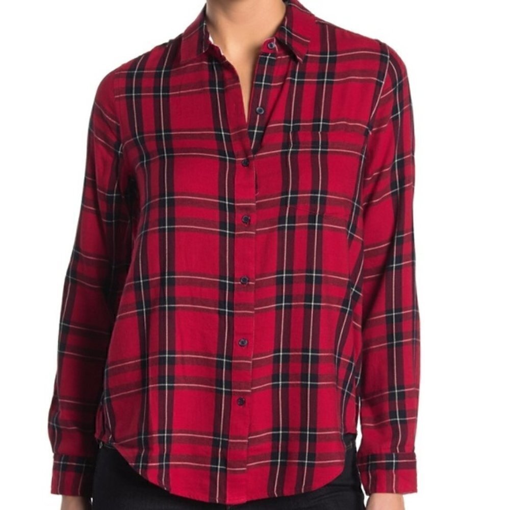 Lucky Brand Sz M Plaid Print Shirt